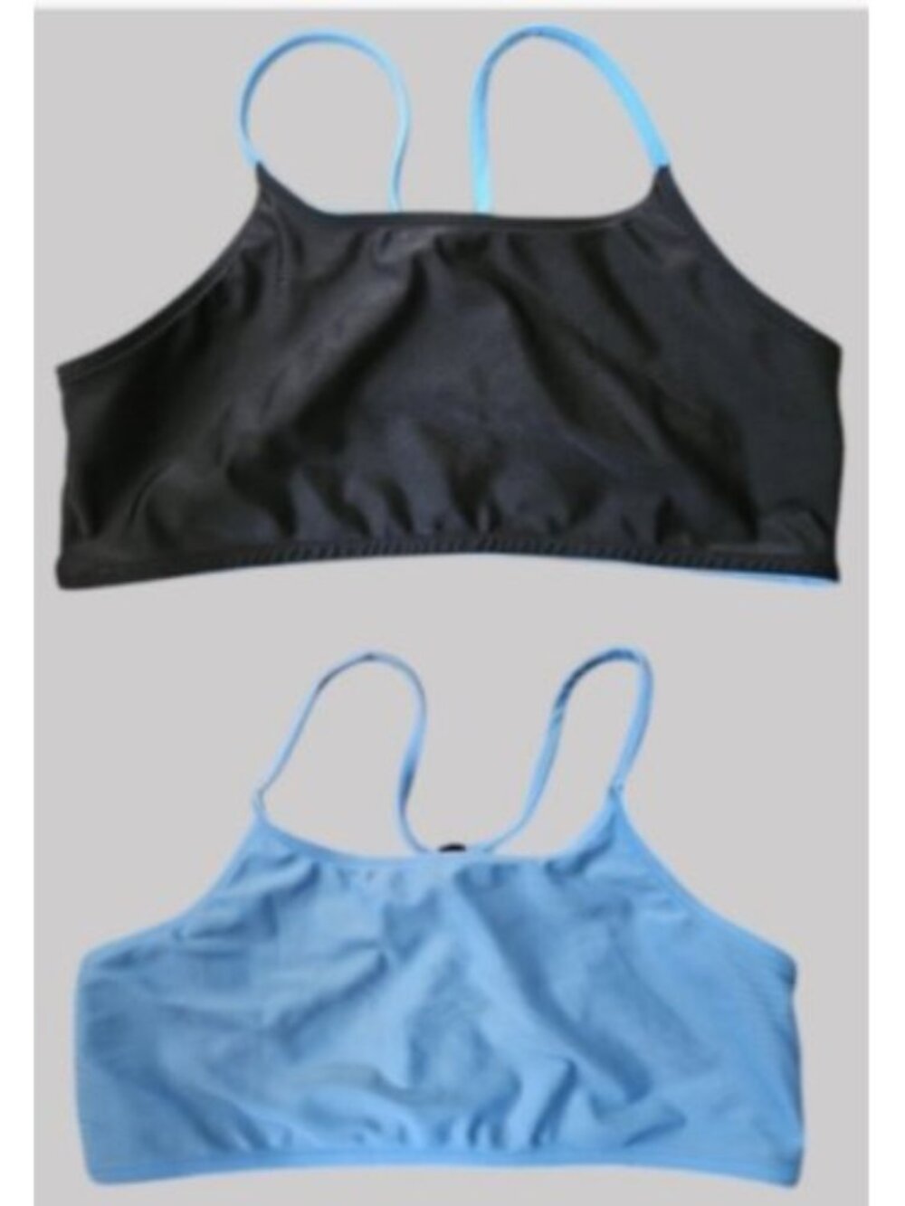 SO Reversible Blue Black Athletic Bathing Suit Sports Bra Top Girls Size 14
